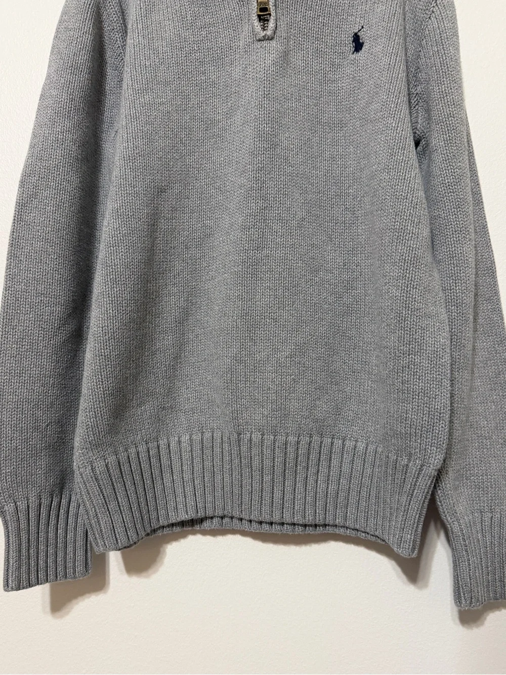 Polo Ralph Lauren Quarter Zip Sweater Boy’s Size 10 Medium Gray Pullover Kid’s